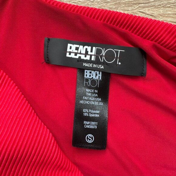 New Beach Riot Celine Ribbed-One Piece Swimsuit Holiday Red Small - Picture 6 of 7